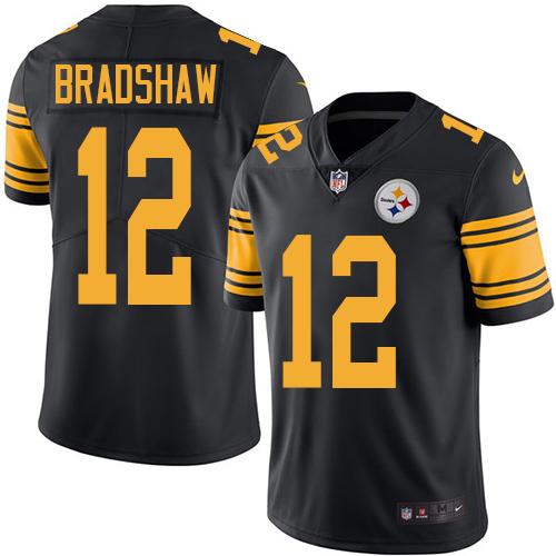 Nike Steelers #12 Terry Bradshaw Black Youth Stitched NFL Limited Rush Jersey